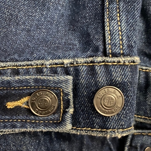 Current/Elliott Baby Trucker Jacket Denim Distressed Dark Blue Wash Cropped 2 - Picture 13 of 16